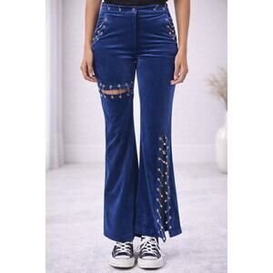🔥 Angel Chen Velvet Safety Pin Bell Jeans | Designer Statement | US 6